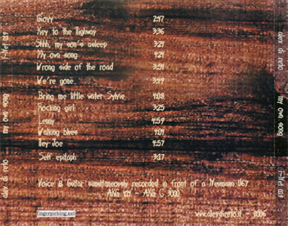 Alex Di Reto CD My Own Song tray